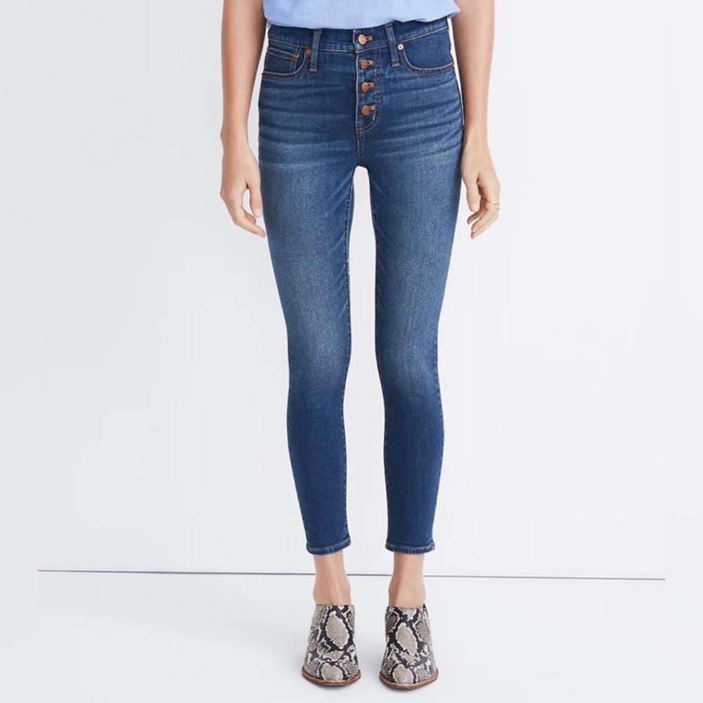 Madewell 9" Mid-Rise Skinny Crop Button-Front Jeans in Tencel